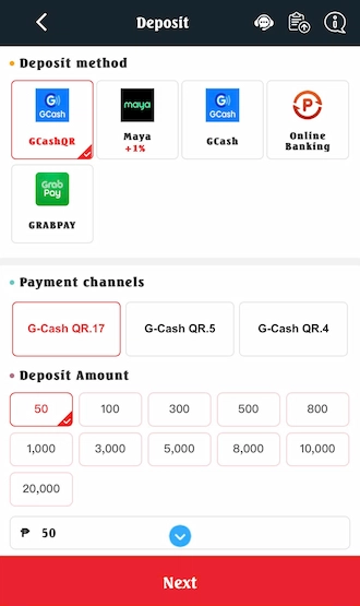 Select the GCash method and the payment channel.