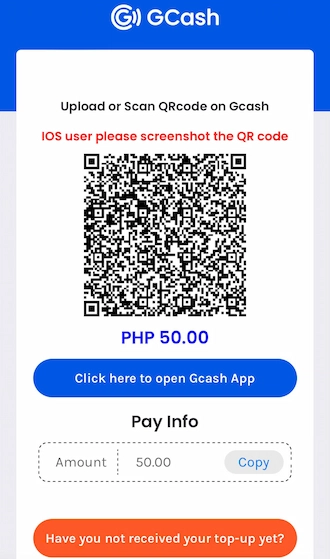 Use the QR code to pay via your GCash wallet.